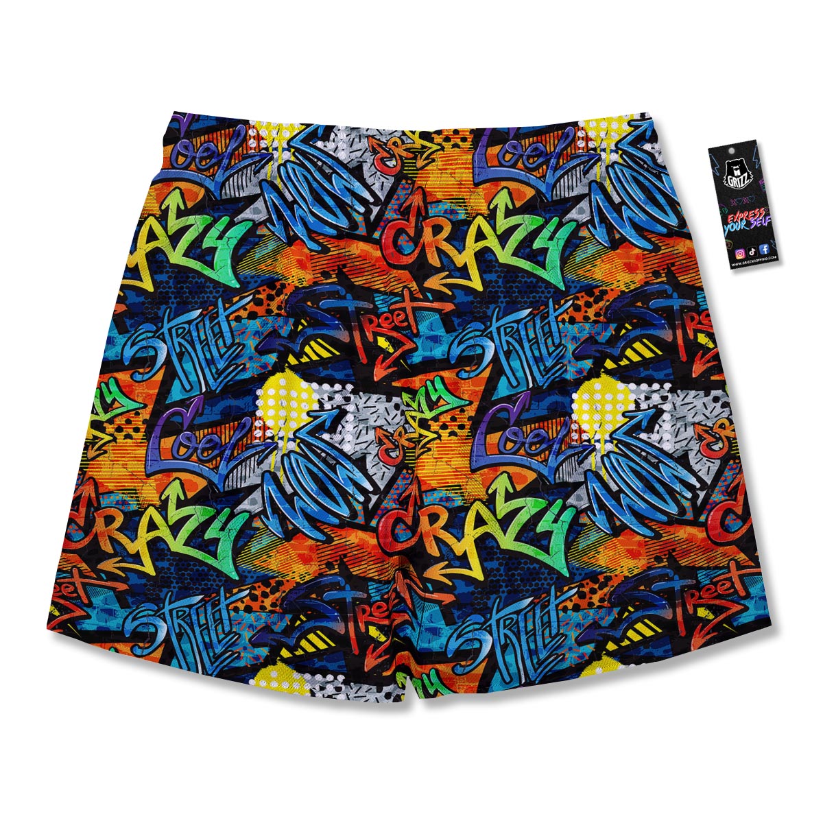 Graffiti Retro Print Pattern Men's Running Shorts-grizzshop