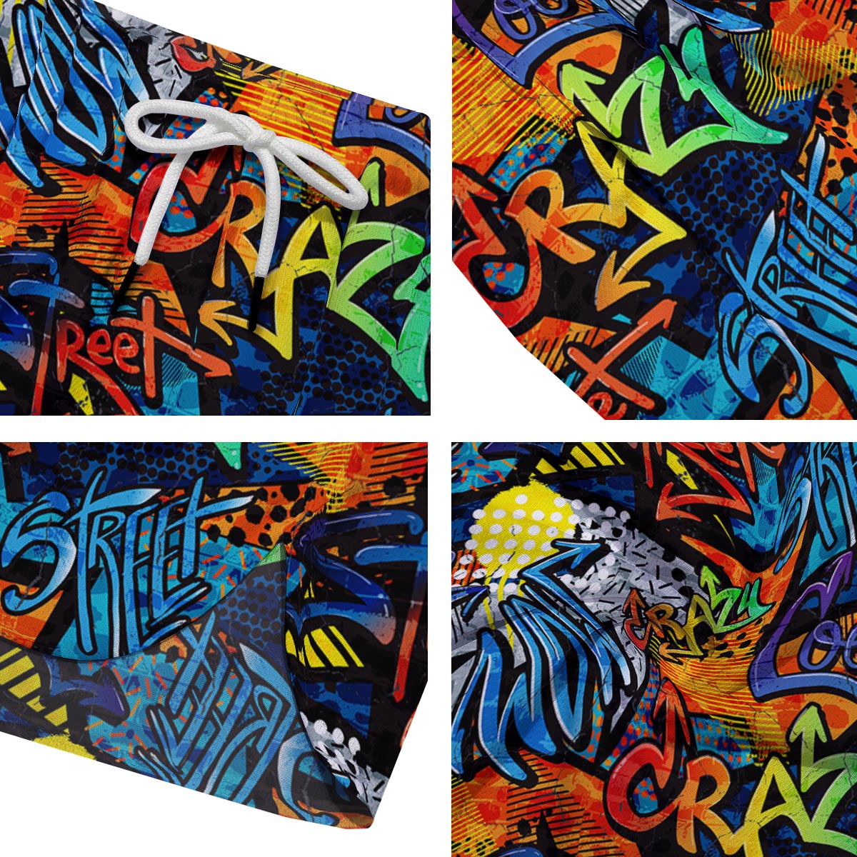 Graffiti Retro Print Pattern Men's Running Shorts-grizzshop