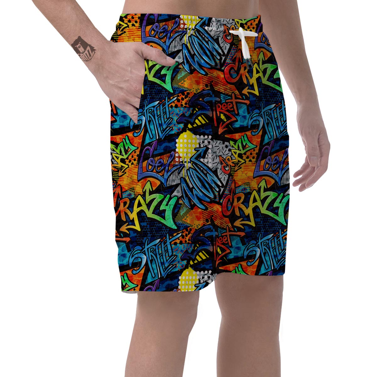 Graffiti Retro Print Pattern Men's Shorts-grizzshop