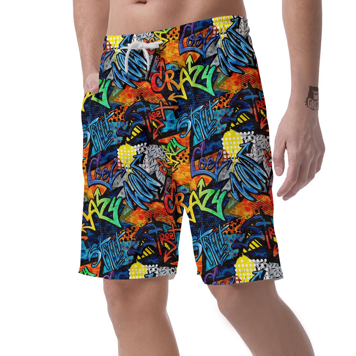 Graffiti Retro Print Pattern Men's Shorts-grizzshop