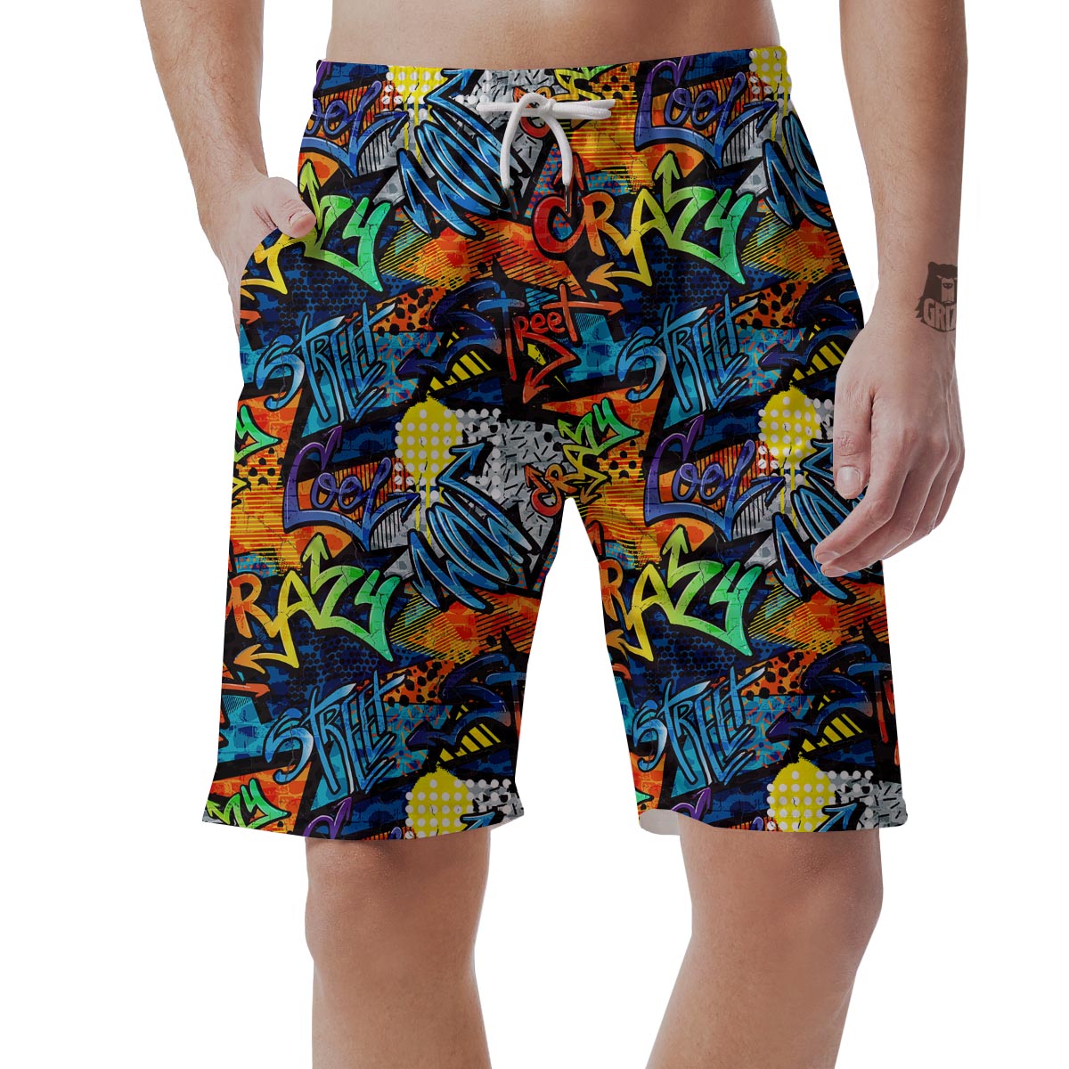 Graffiti Retro Print Pattern Men's Shorts-grizzshop