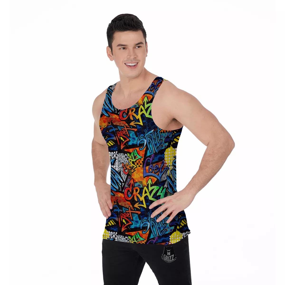 Graffiti Retro Print Pattern Men's Tank Top-grizzshop