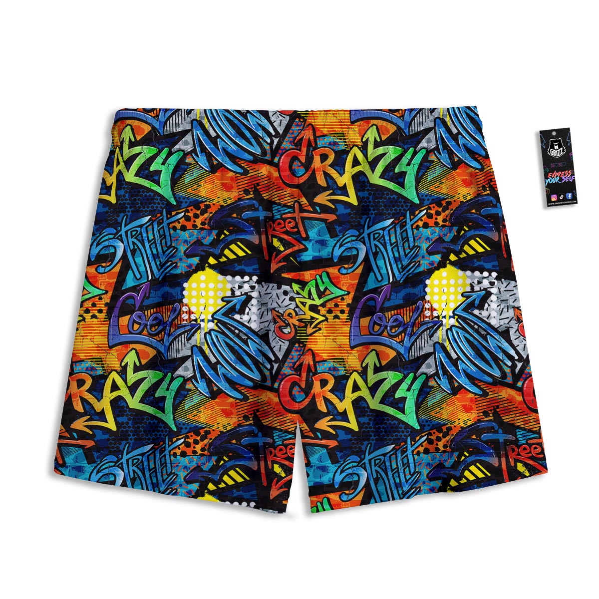 Graffiti Retro Print Pattern Mesh Shorts