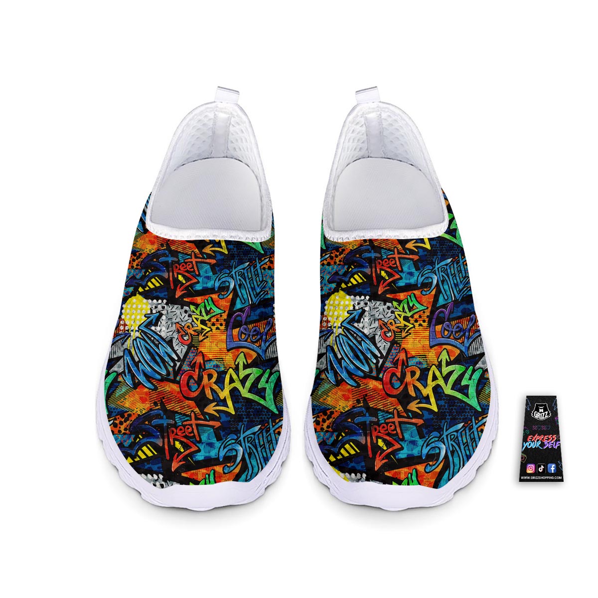 Graffiti Retro Print Pattern Nurse Shoes-grizzshop