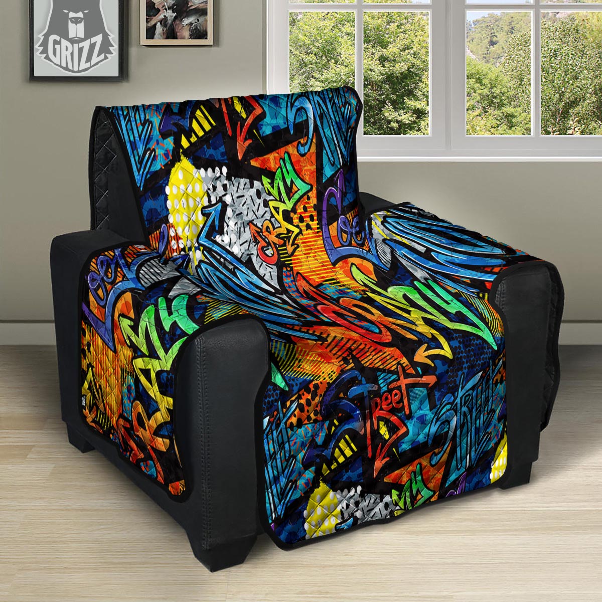 Graffiti Retro Print Pattern Recliner Protector-grizzshop