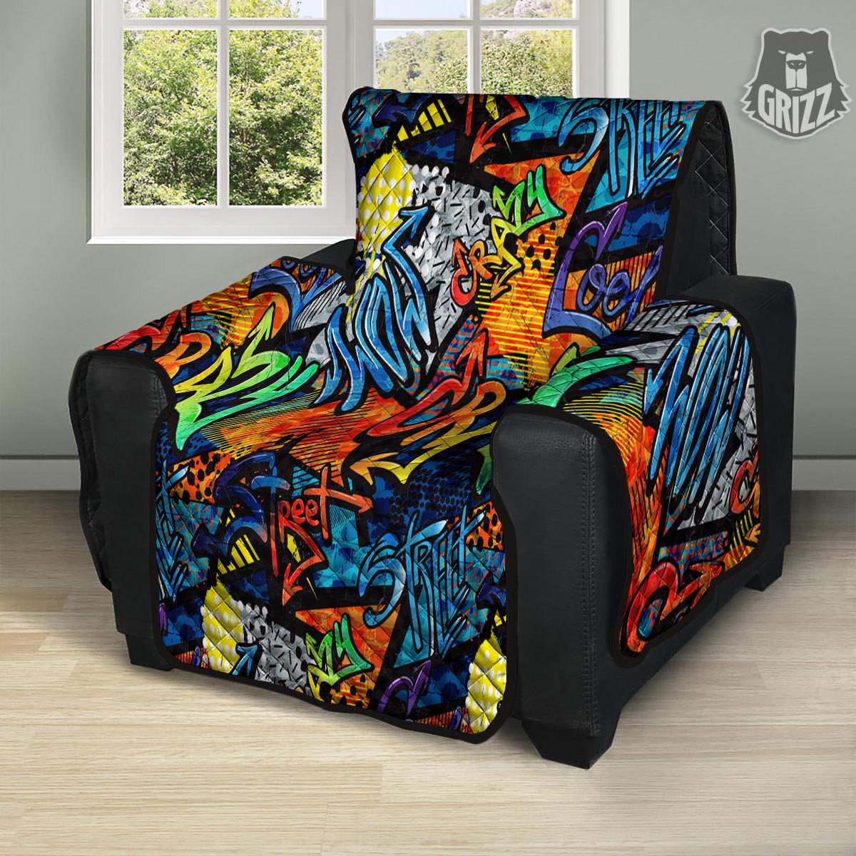 Graffiti Retro Print Pattern Recliner Protector-grizzshop