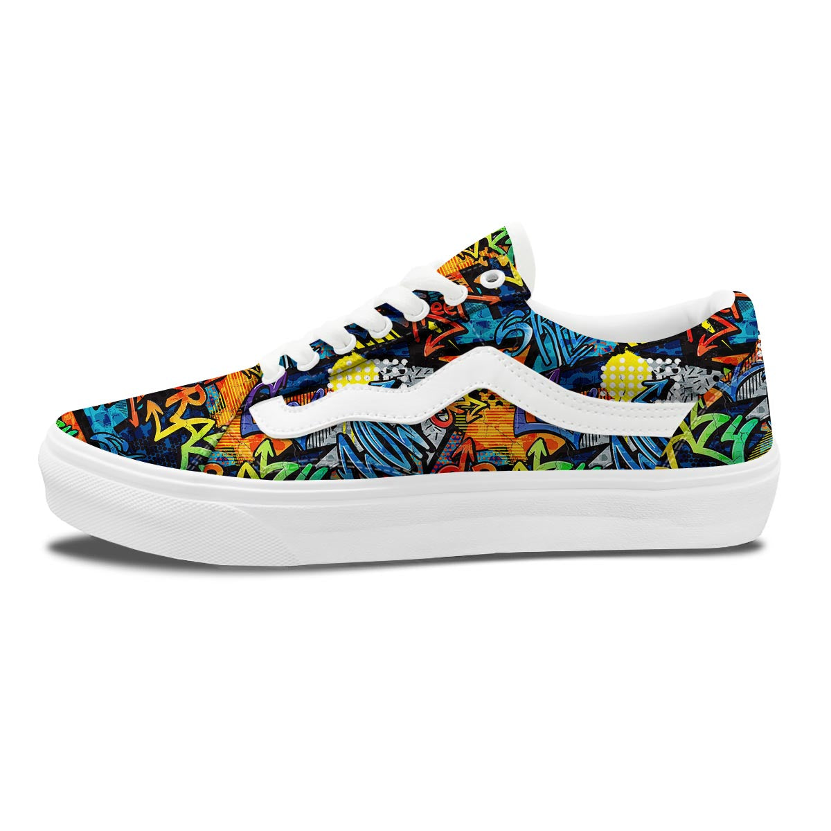 Graffiti Retro Print Pattern Skate Shoes-grizzshop