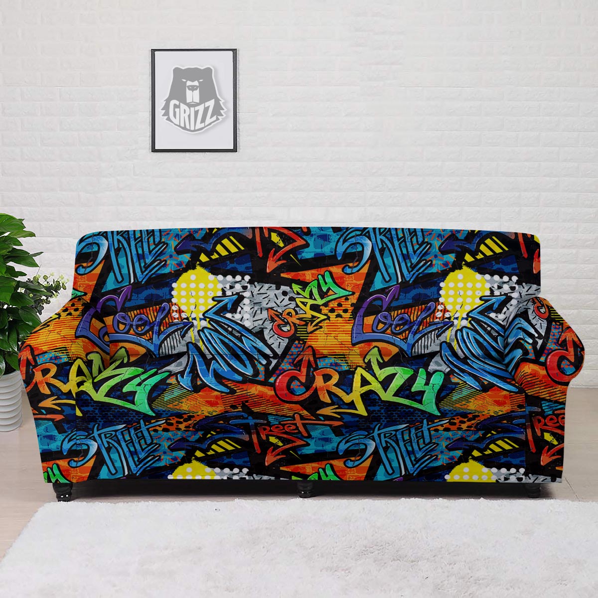 Graffiti Retro Print Pattern Sofa Cover-grizzshop