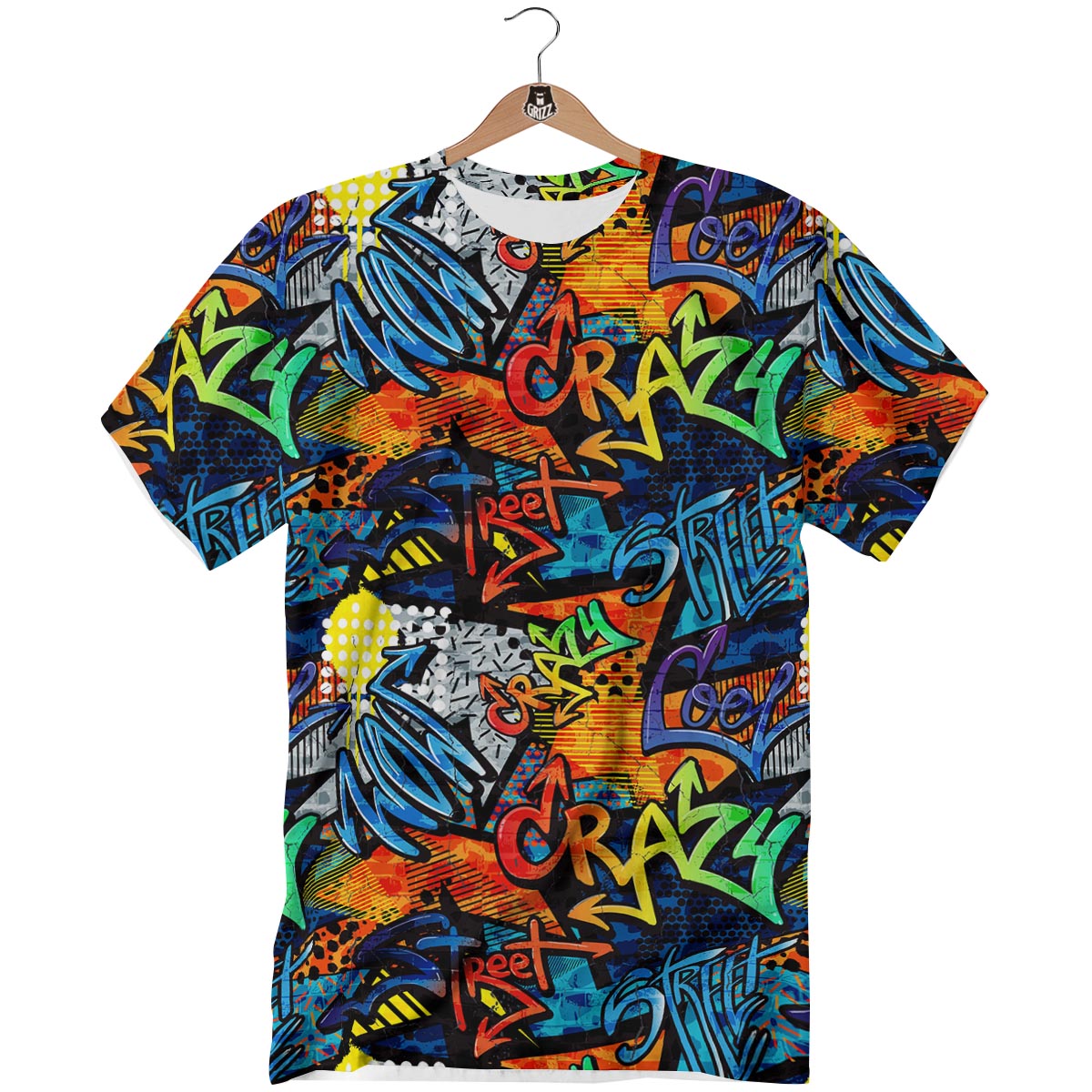 Graffiti Retro Print Pattern T-Shirt-grizzshop