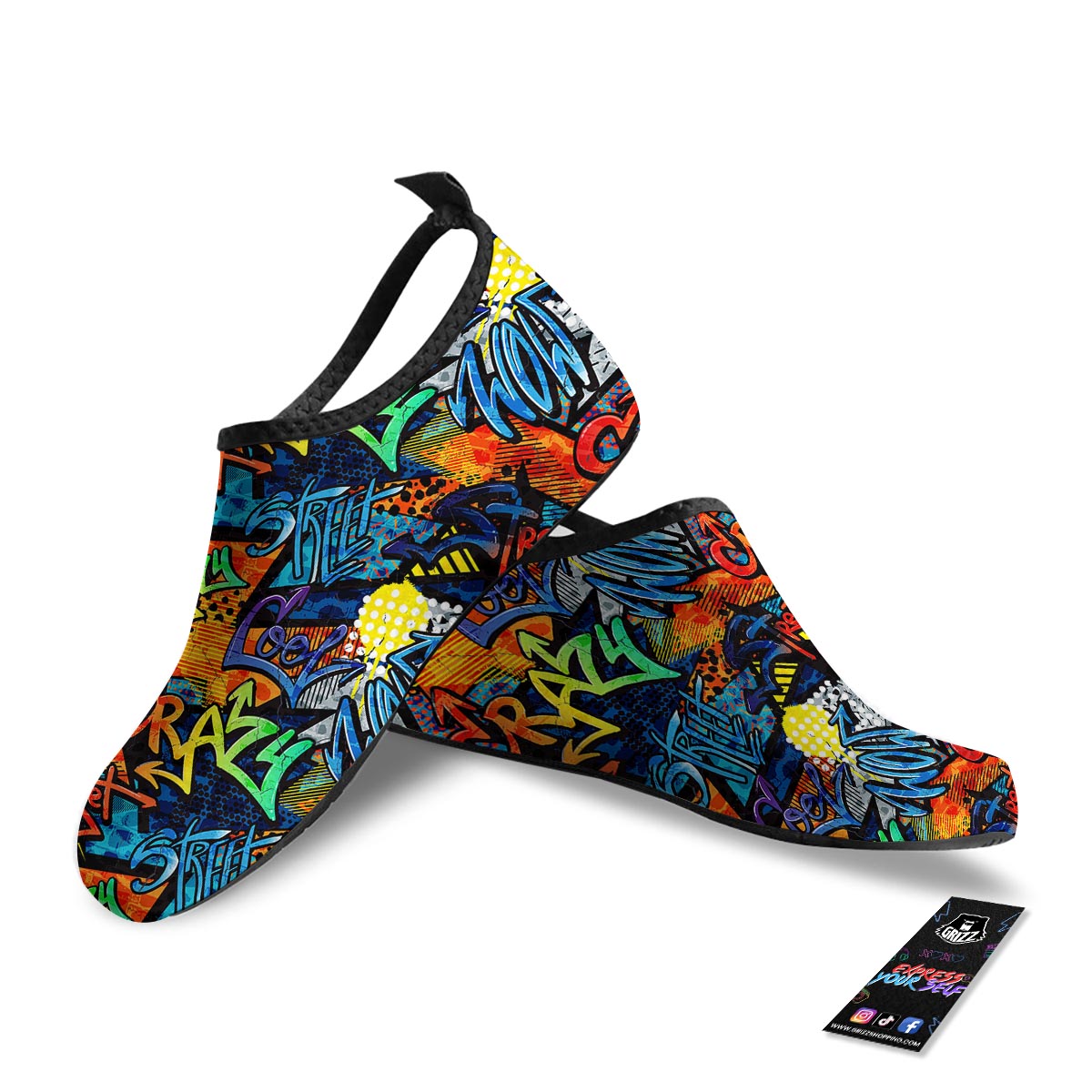 Graffiti Retro Print Pattern Water Shoes-grizzshop