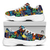 Graffiti Retro Print Pattern White Chunky Shoes-grizzshop