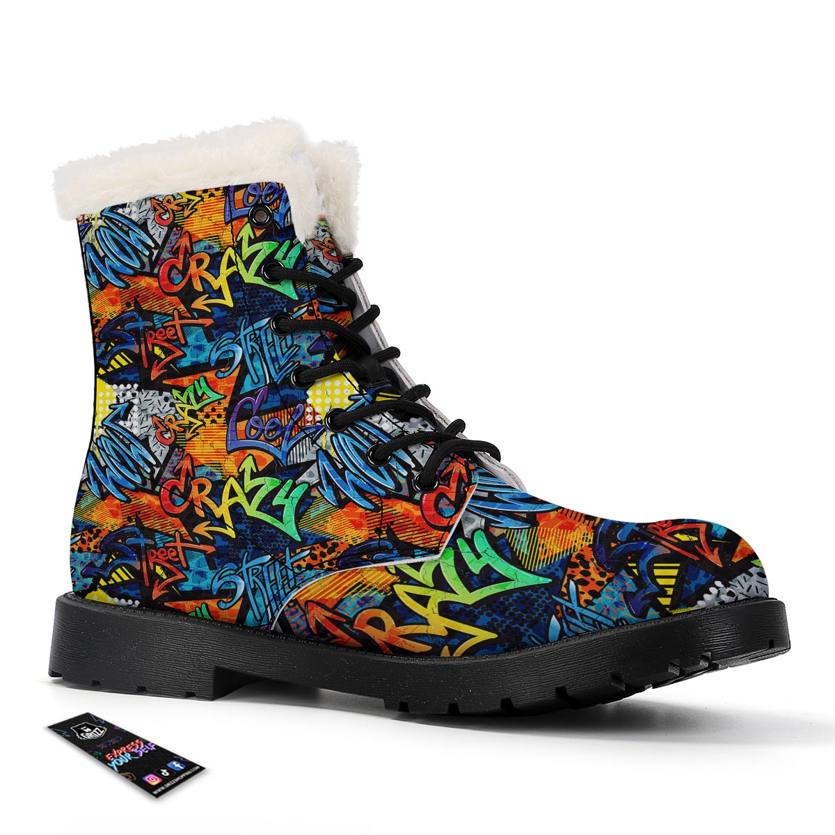 Graffiti Retro Print Pattern Winter Boots-grizzshop