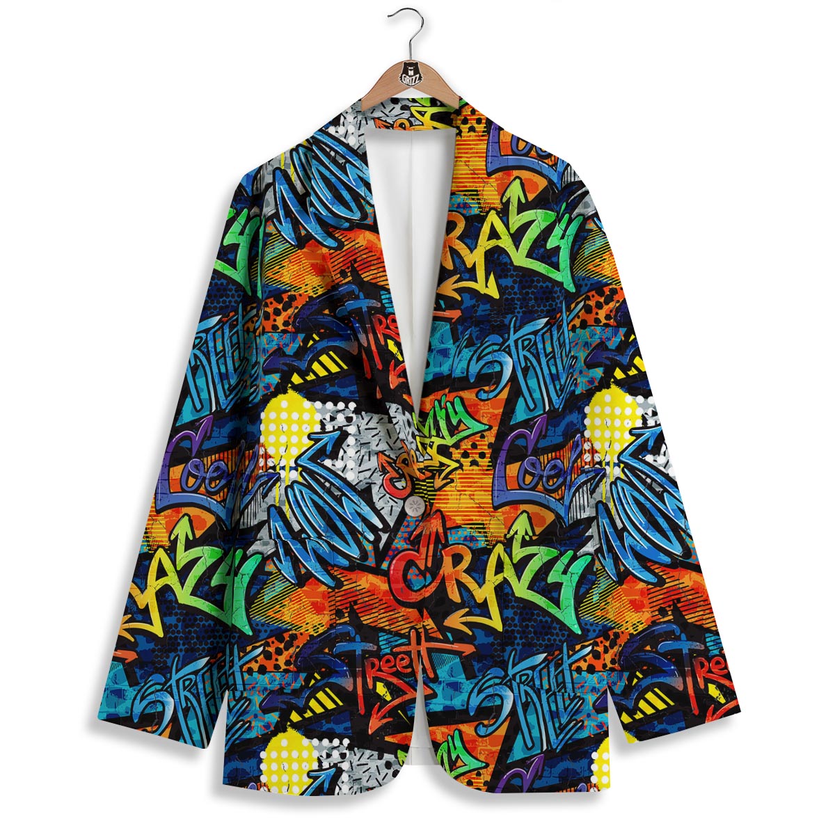 Graffiti Retro Print Pattern Women's Blazer-grizzshop