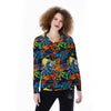 Graffiti Retro Print Pattern Women's Long Sleeve Shirts-grizzshop