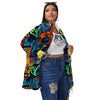 Graffiti Retro Print Pattern Women's Sherpa Jacket-grizzshop