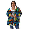 Graffiti Retro Print Pattern Women's Sherpa Jacket-grizzshop