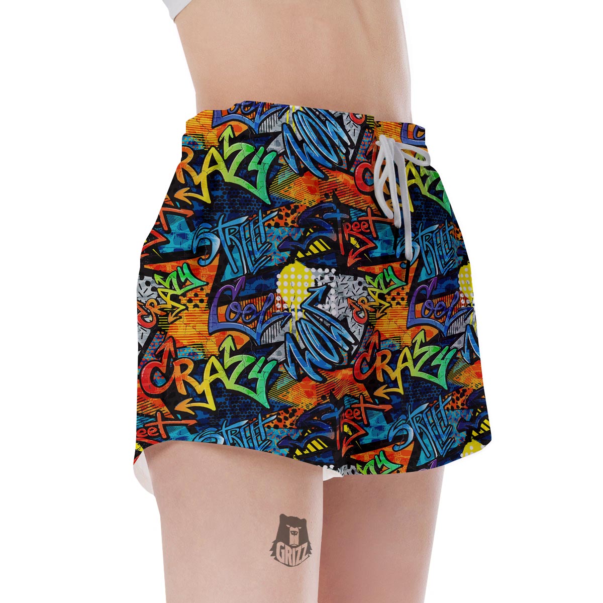 Graffiti Retro Print Pattern Women's Shorts-grizzshop