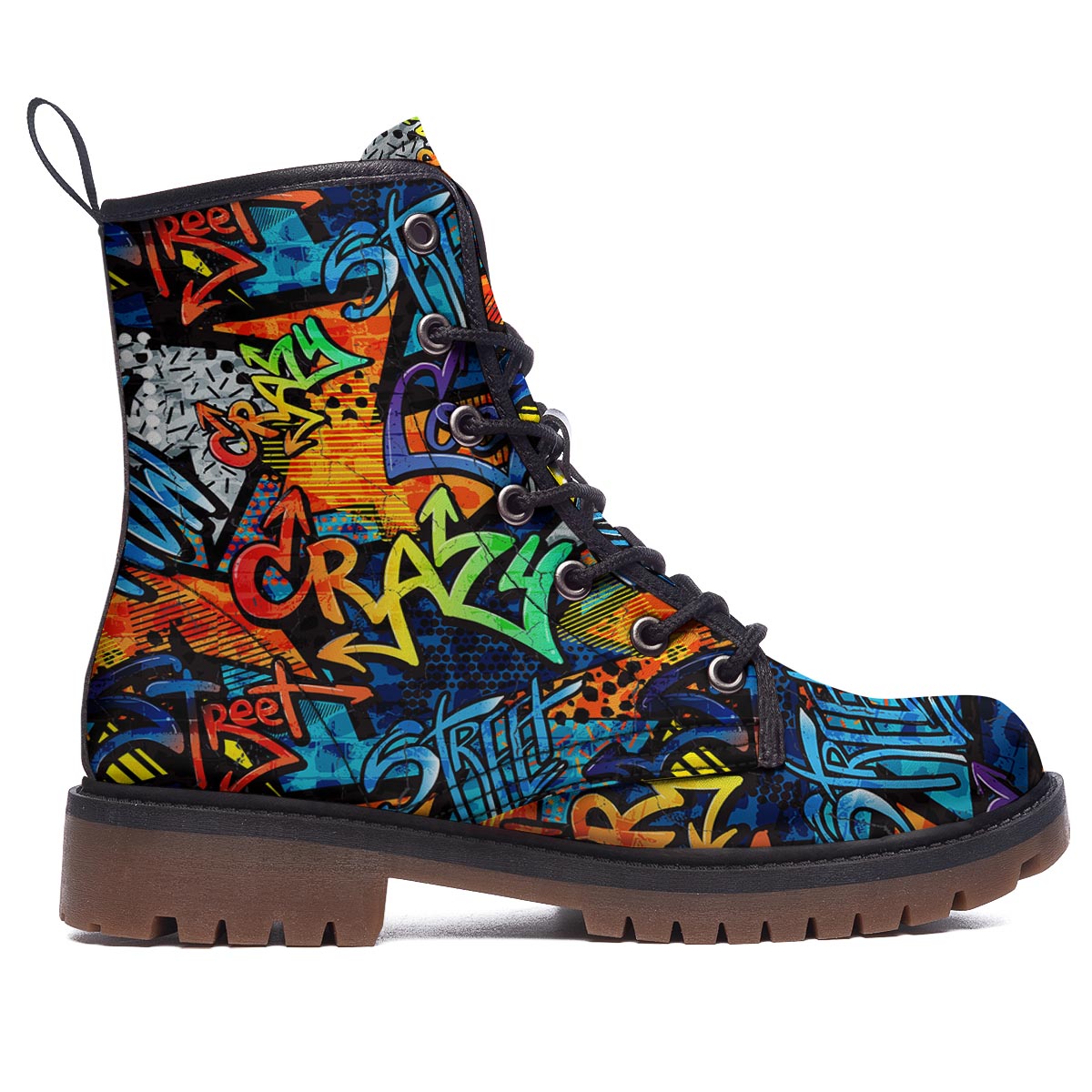 Graffiti Retro Print Pattern Work Boots-grizzshop