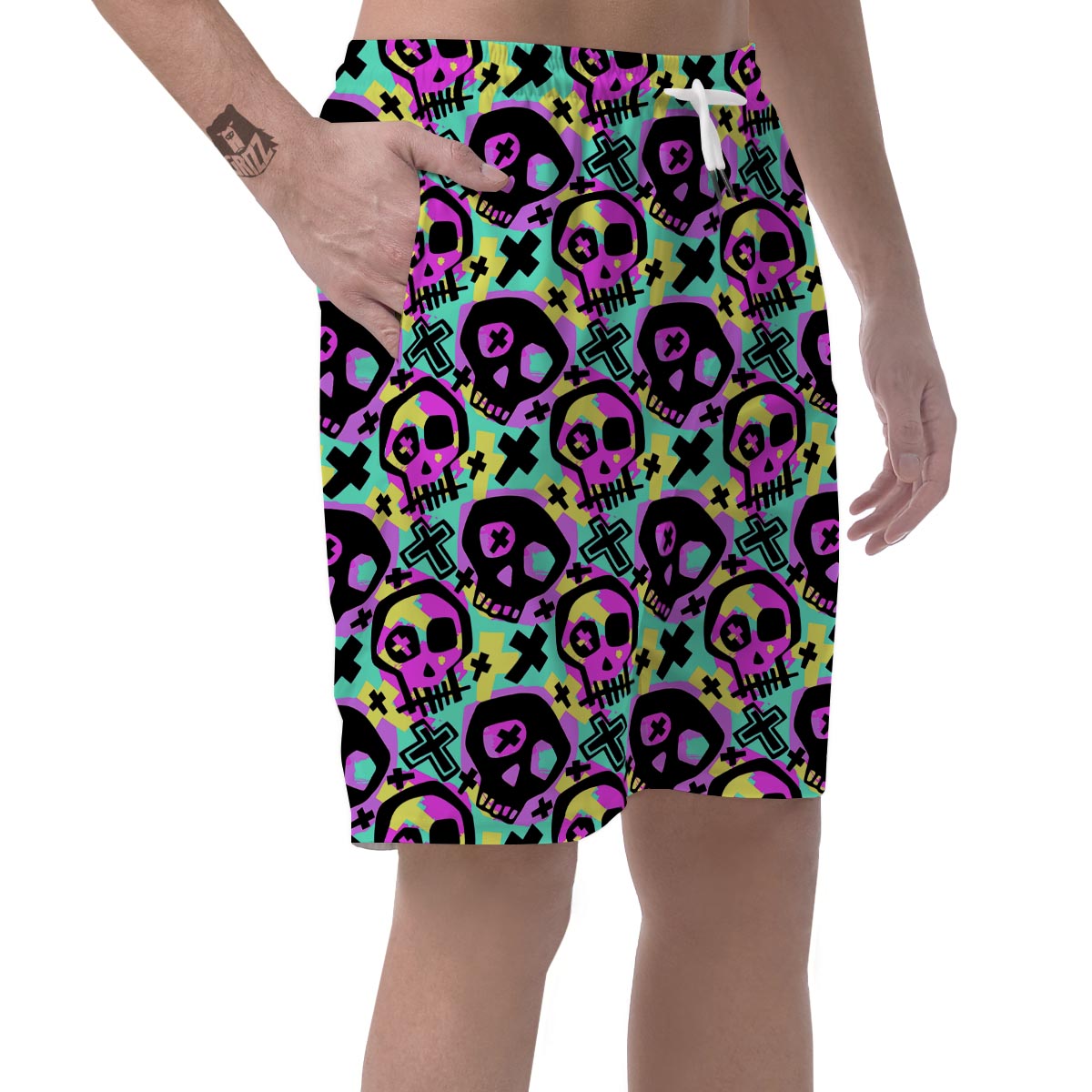 Graffiti Skull Men's Shorts-grizzshop