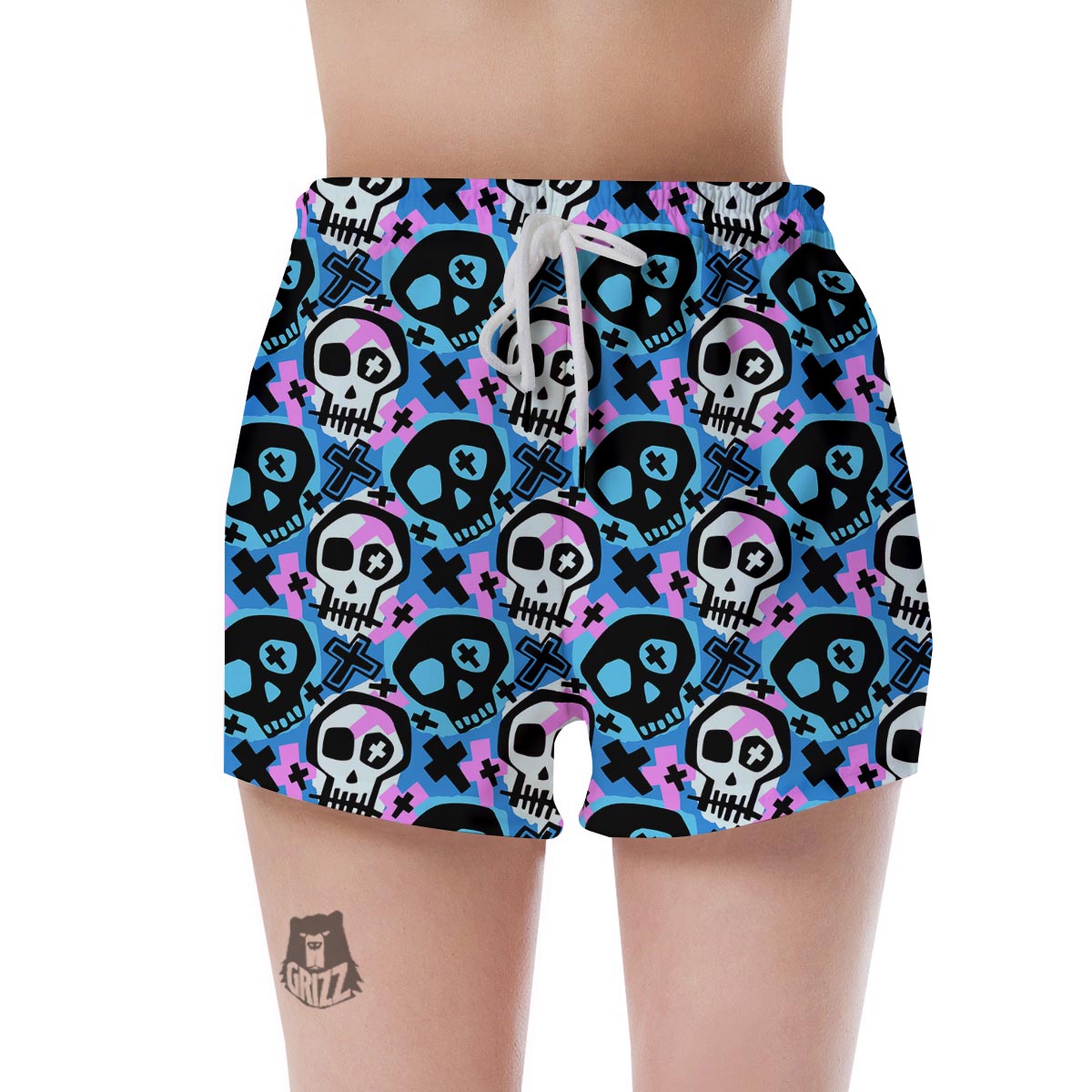 Graffiti Skull Print Women's Shorts-grizzshop