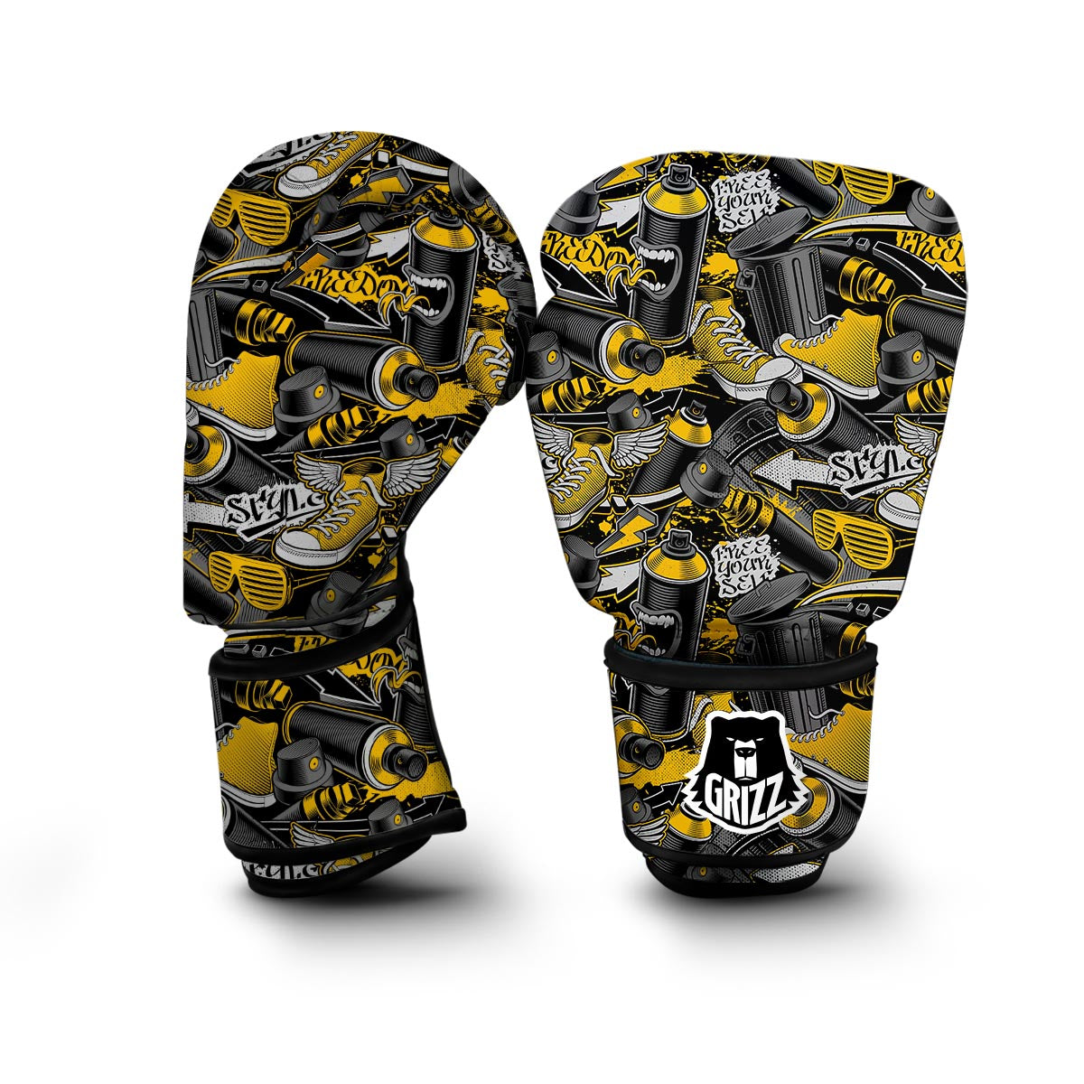 Graffiti Spray Pattern Print Boxing Gloves-grizzshop