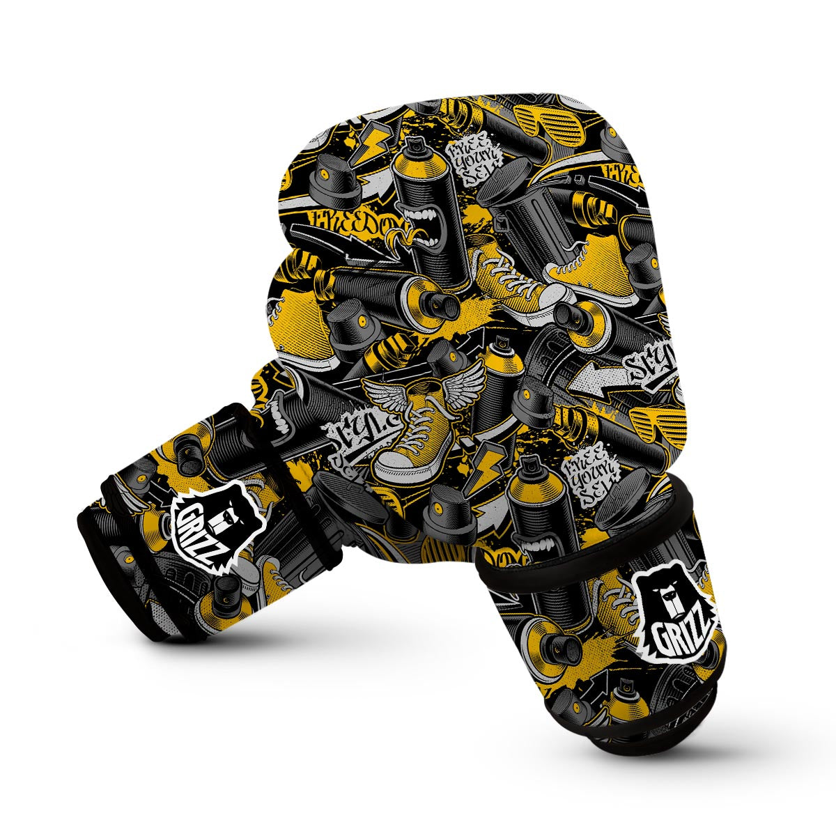 Graffiti Spray Pattern Print Boxing Gloves-grizzshop