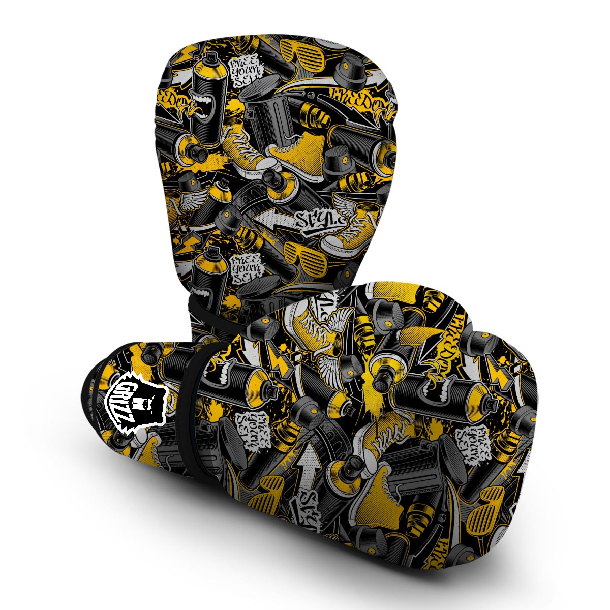 Graffiti Spray Pattern Print Boxing Gloves-grizzshop