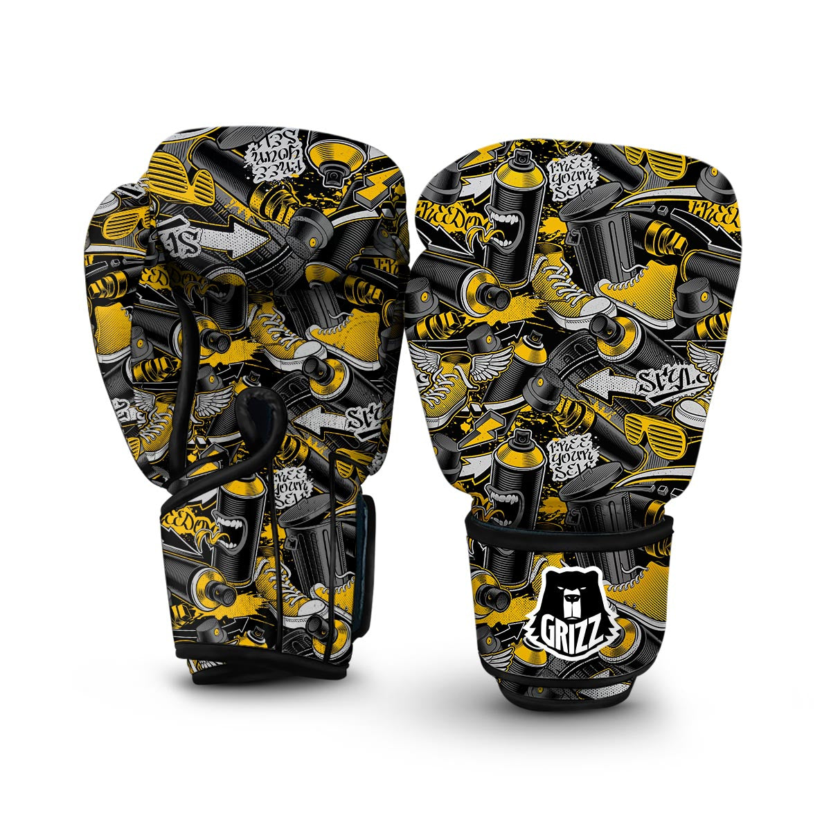 Graffiti Spray Pattern Print Boxing Gloves-grizzshop