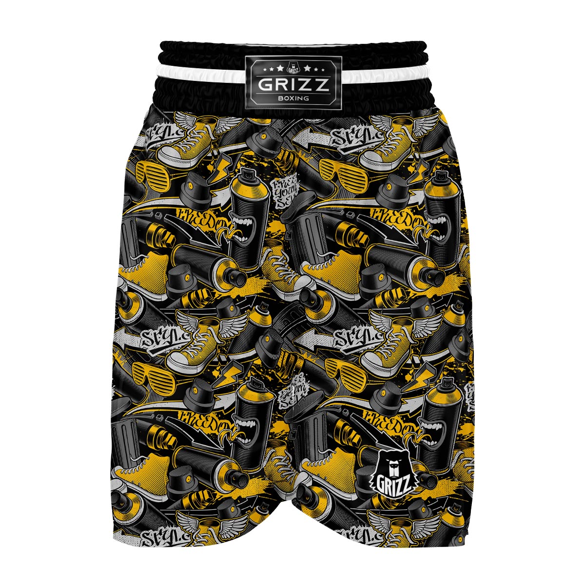 Graffiti Spray Pattern Print Boxing Shorts-grizzshop