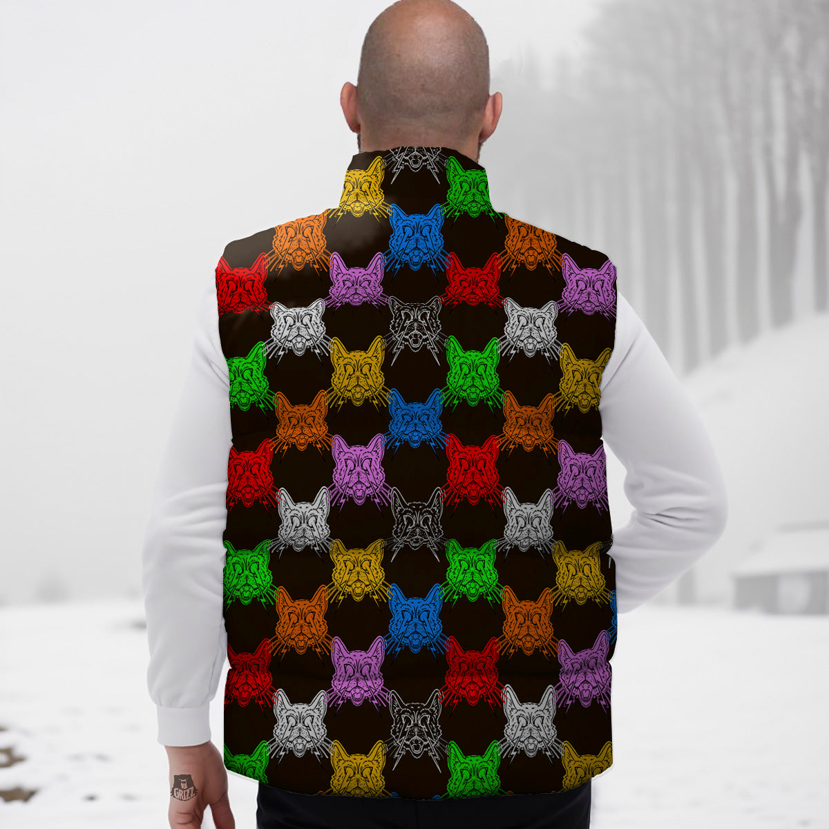 Graffiti Spray Pattern Print Down Vest