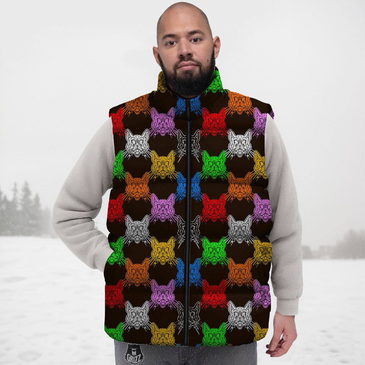 Graffiti Spray Pattern Print Down Vest