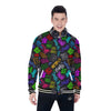 Graffiti Text Colorful Urban Elements Print Pattern Baseball Jacket-grizzshop