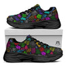 Graffiti Text Colorful Urban Elements Print Pattern Black Chunky Shoes-grizzshop