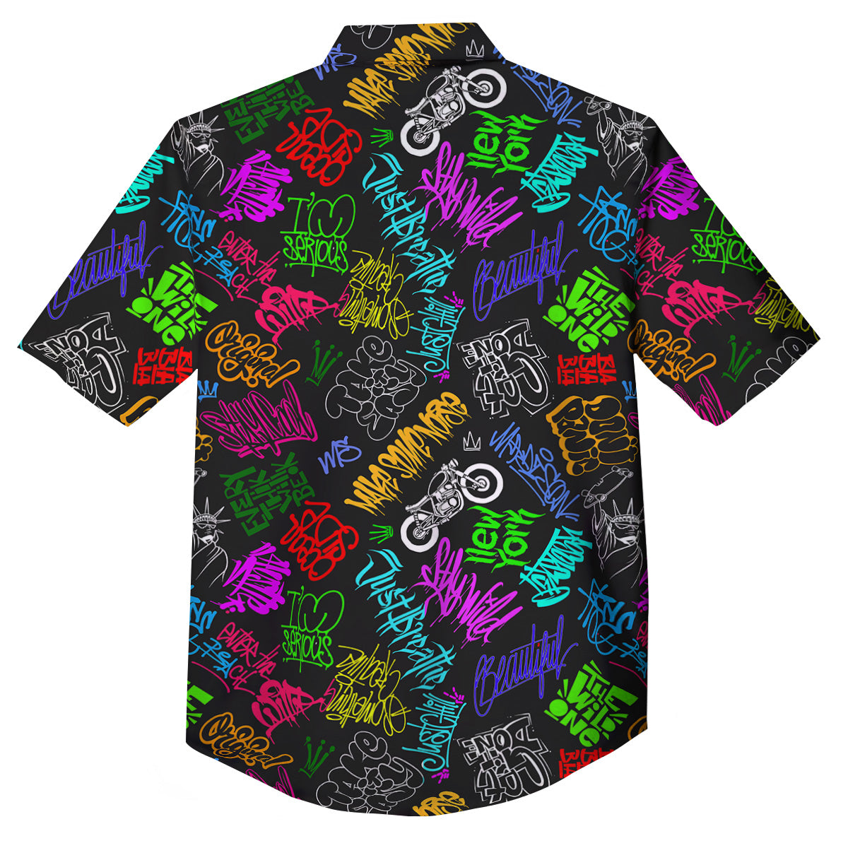 Graffiti Text Colorful Urban Elements Print Pattern Button Up Shirt-grizzshop