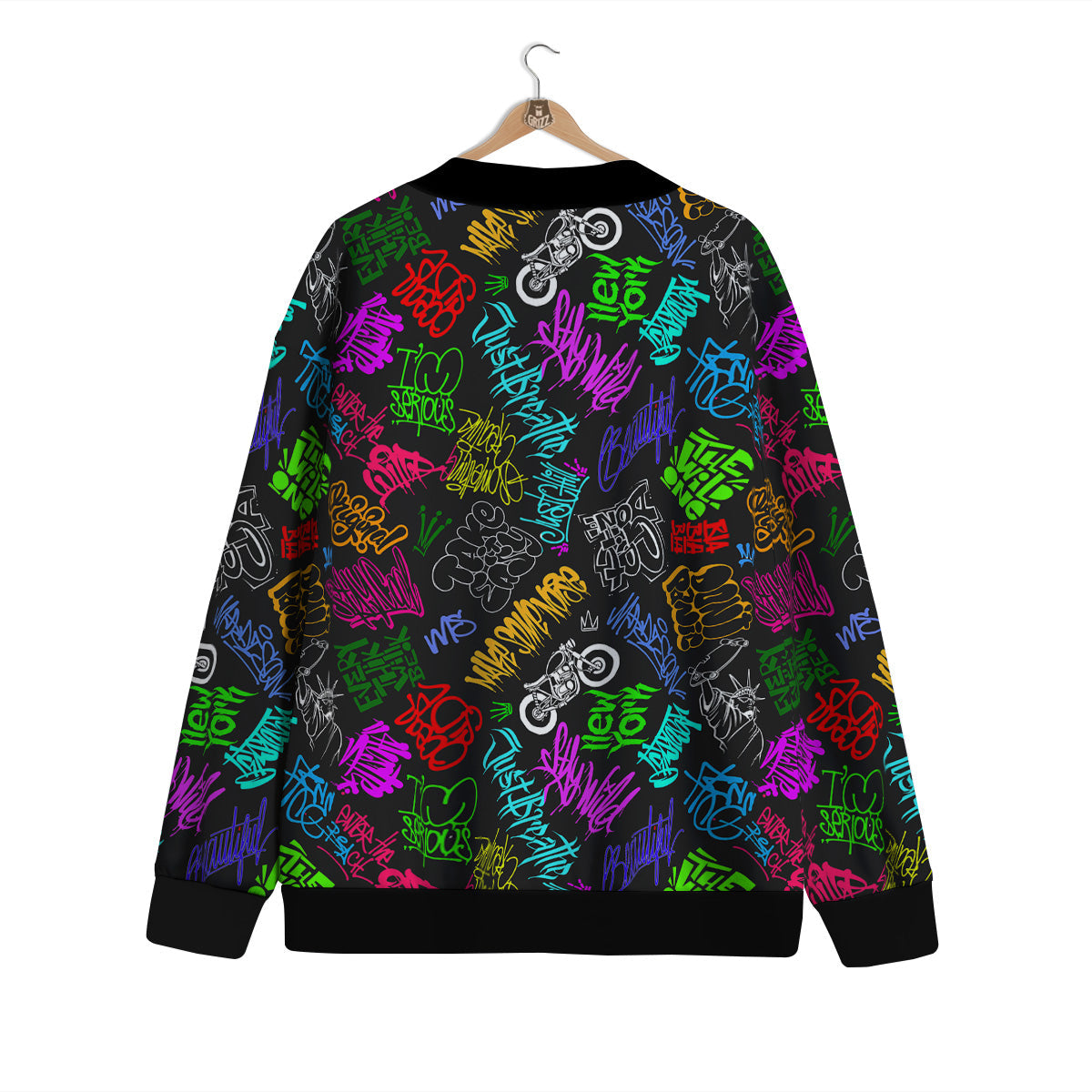 Graffiti Text Colorful Urban Elements Print Pattern Cardigan-grizzshop