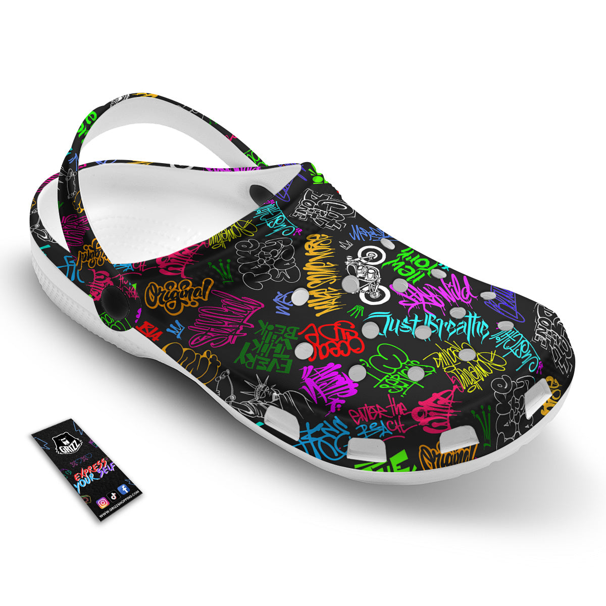 Graffiti Text Colorful Urban Elements Print Pattern Clog-grizzshop