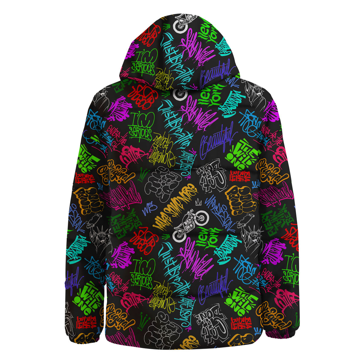 Graffiti Text Colorful Urban Elements Print Pattern Down Jacket-grizzshop