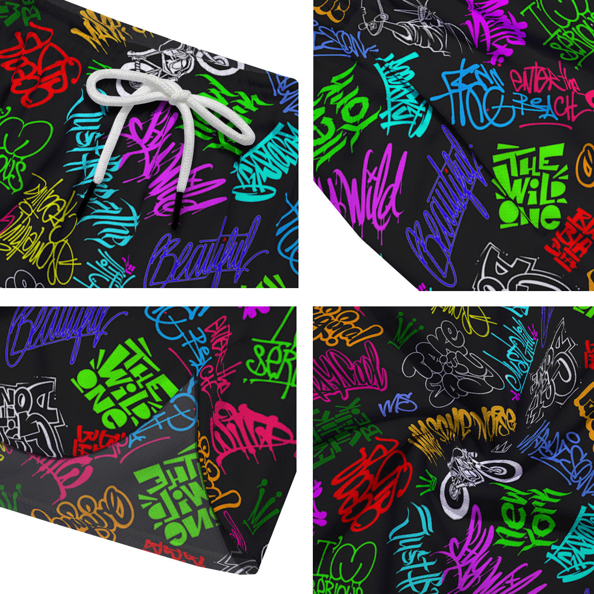 Graffiti Text Colorful Urban Elements Print Pattern Men's Running Shorts-grizzshop