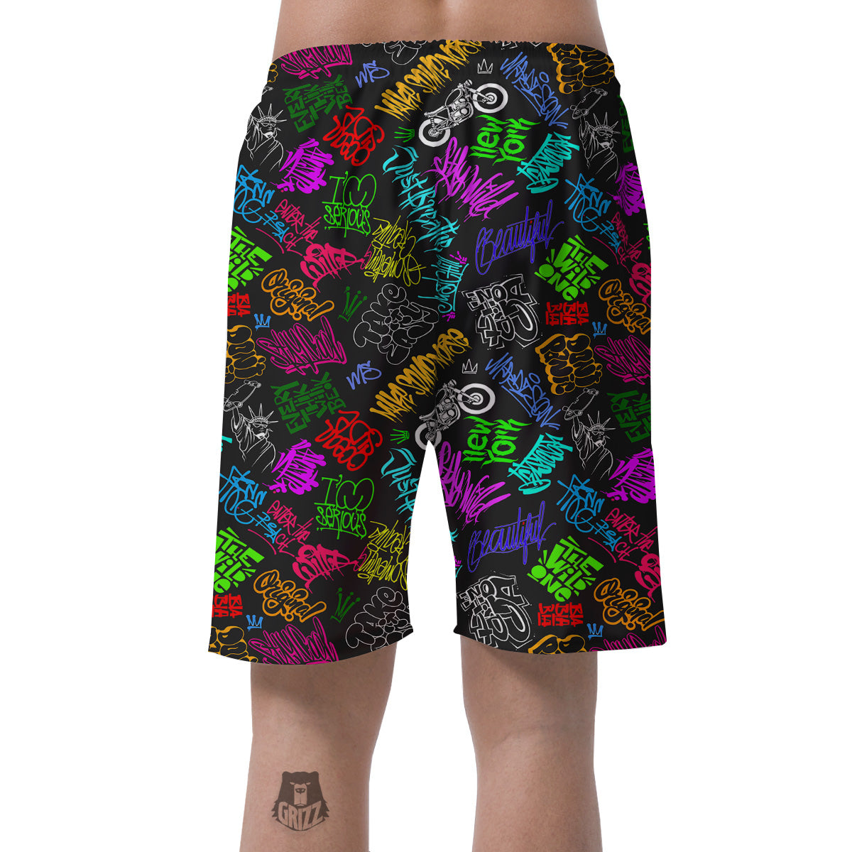 Graffiti Text Colorful Urban Elements Print Pattern Men's Shorts-grizzshop