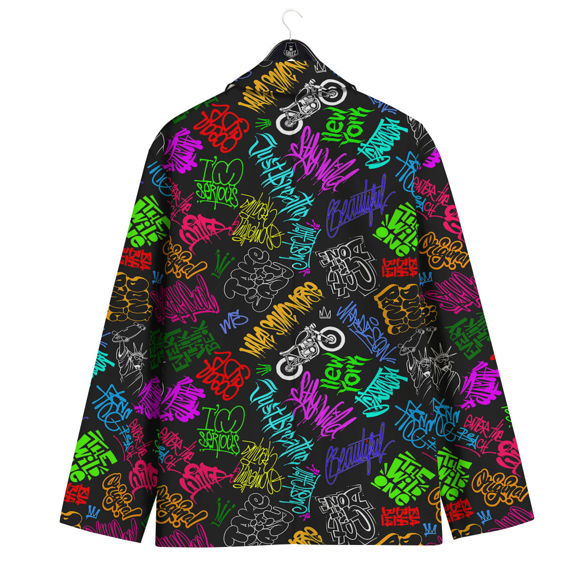 Graffiti Text Colorful Urban Elements Print Pattern Men's Sport Coat-grizzshop