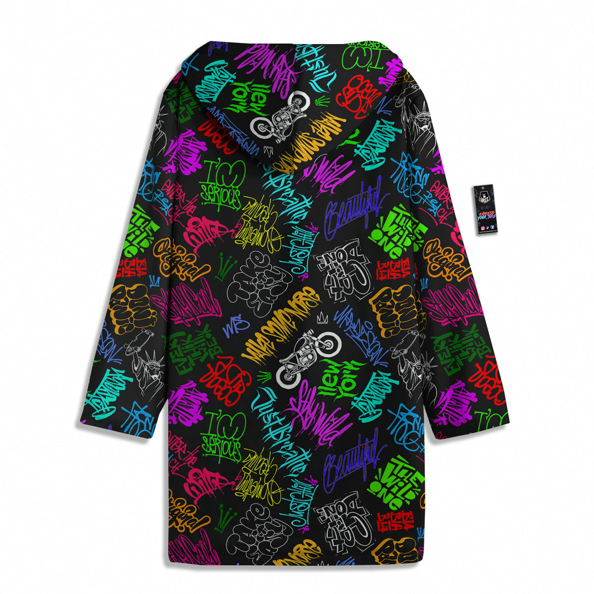 Graffiti Text Colorful Urban Elements Print Pattern Men's Windbreaker Jacket-grizzshop