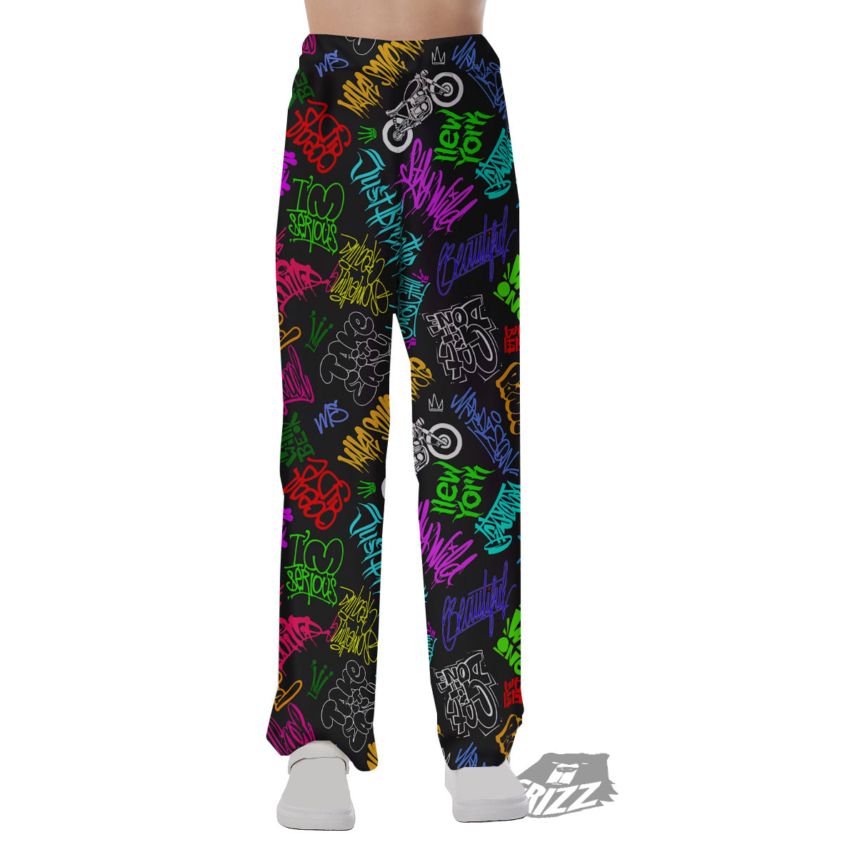 Graffiti Text Colorful Urban Elements Print Pattern Pajama Pants-grizzshop