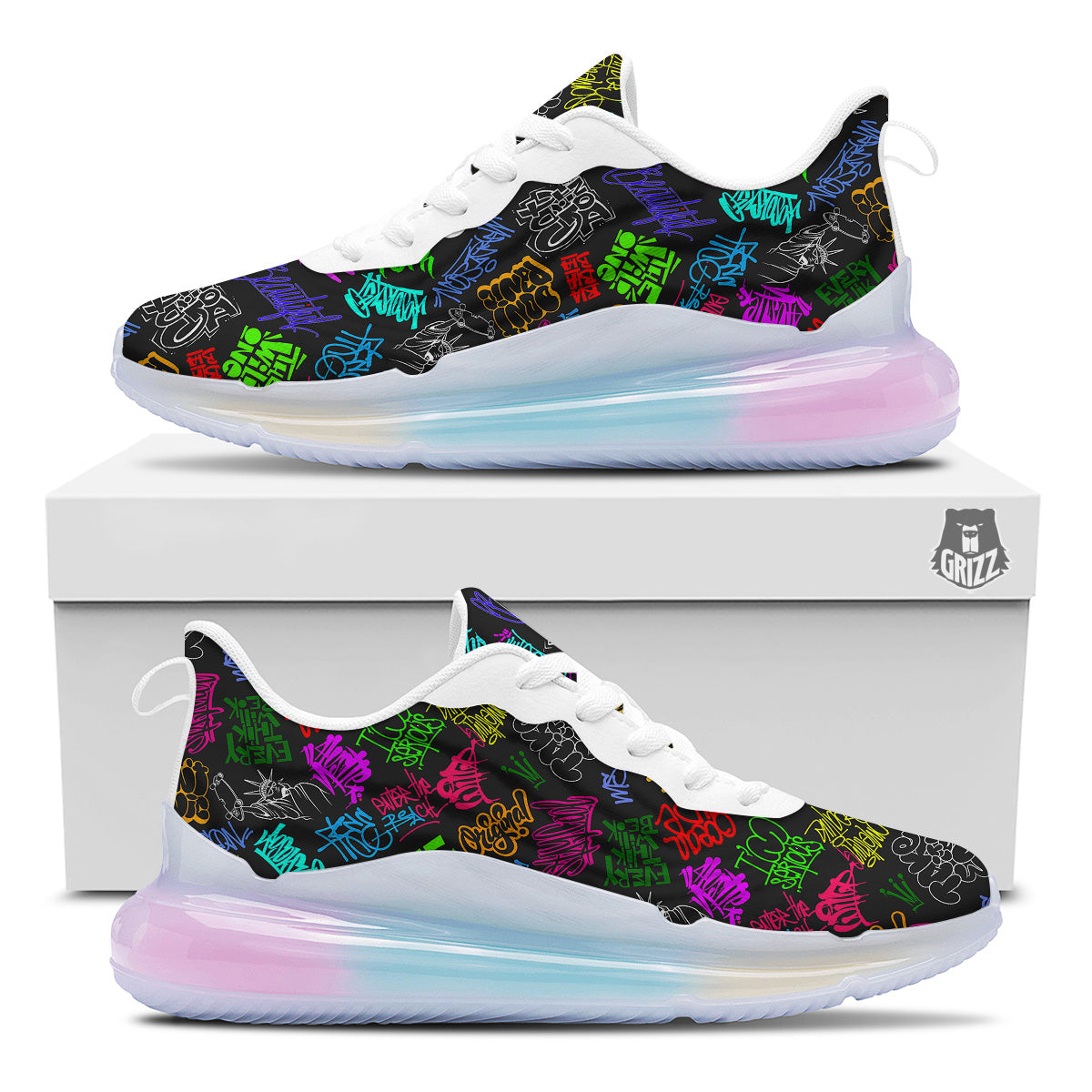 Graffiti Text Colorful Urban Elements Print Pattern Running Sneakers-grizzshop