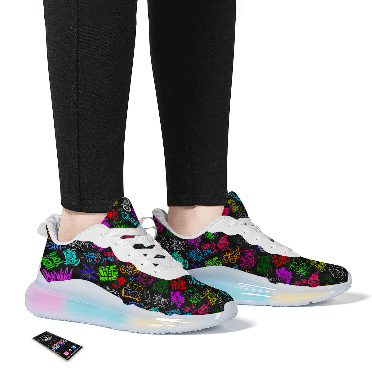 Graffiti Text Colorful Urban Elements Print Pattern Running Sneakers-grizzshop