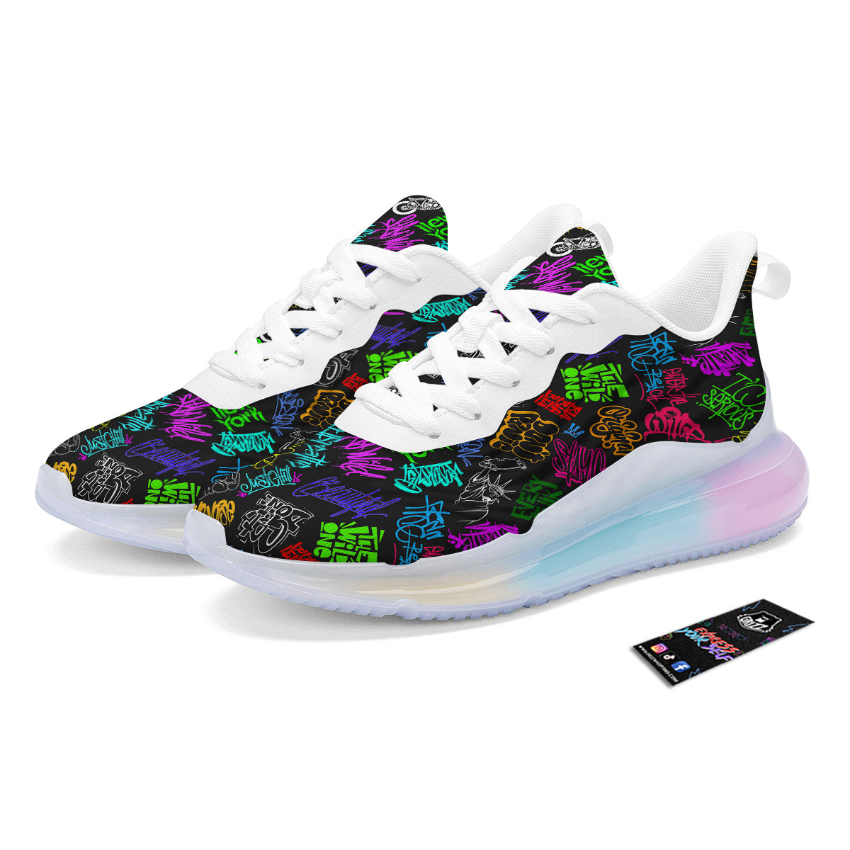 Graffiti Text Colorful Urban Elements Print Pattern Running Sneakers-grizzshop