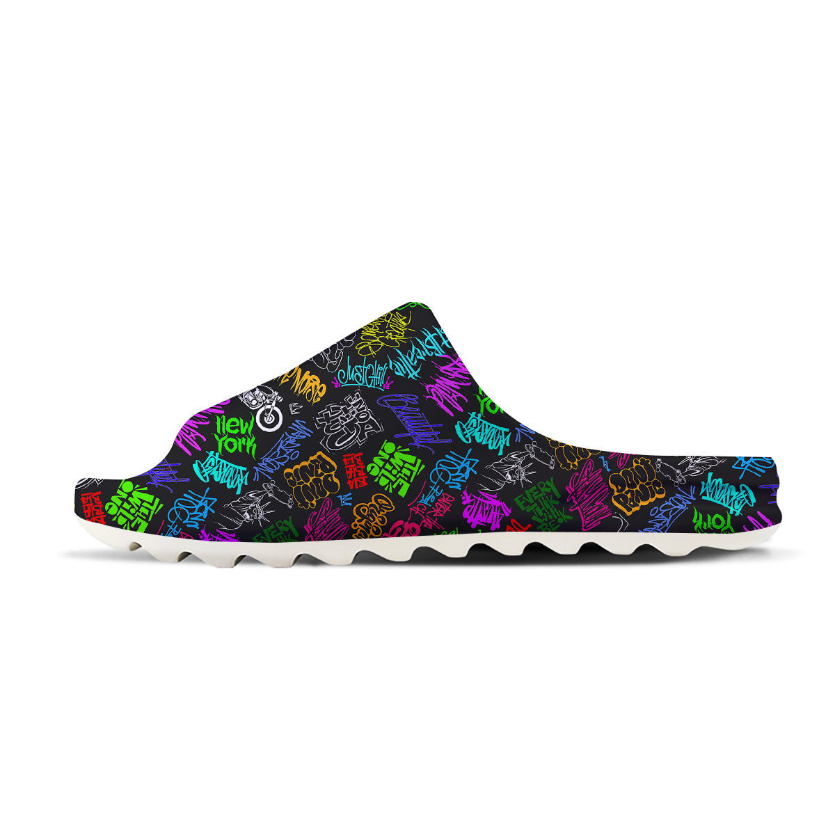 Graffiti Text Colorful Urban Elements Print Pattern Sandals-grizzshop