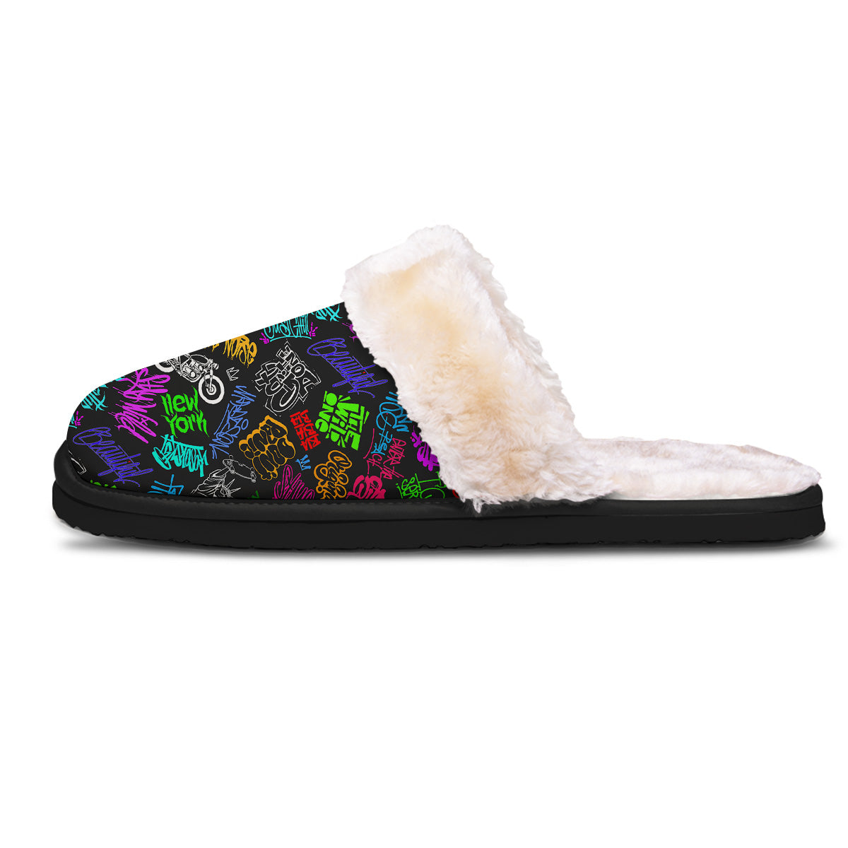 Graffiti Text Colorful Urban Elements Print Pattern Slippers-grizzshop