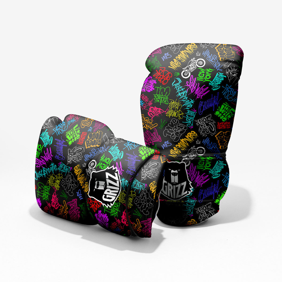 Graffiti Text Colorful Urban Elements Print Pattern Pro Boxing Glove