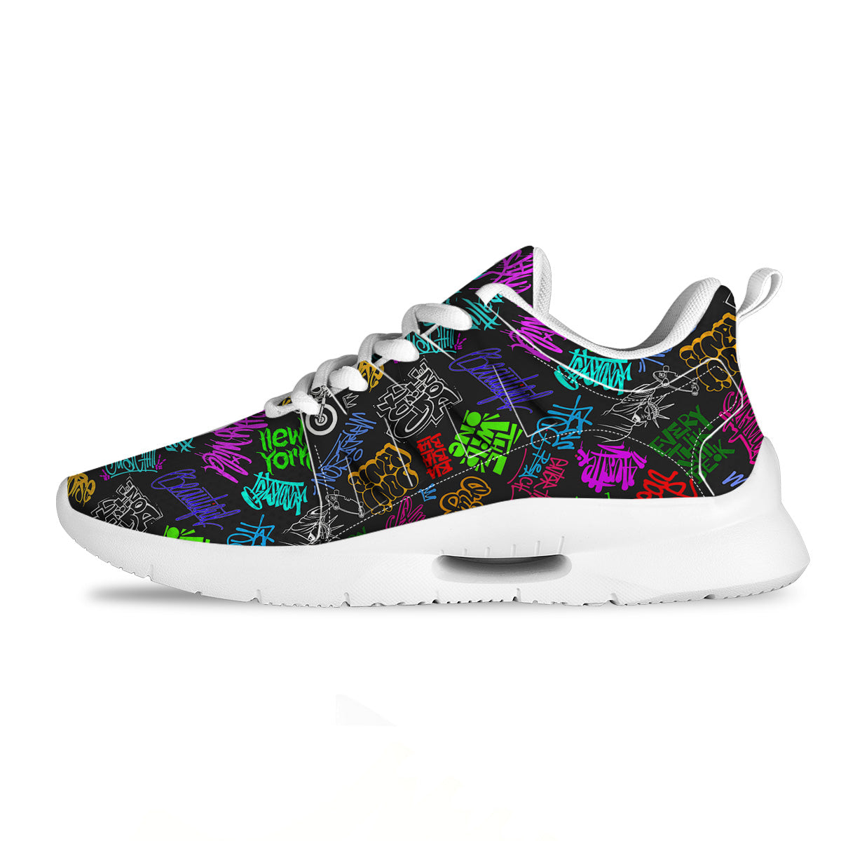 Graffiti Text Colorful Urban Elements Print Pattern Tennis Shoes-grizzshop