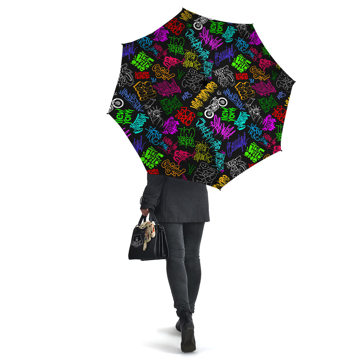 Graffiti Text Colorful Urban Elements Print Pattern Umbrella-grizzshop